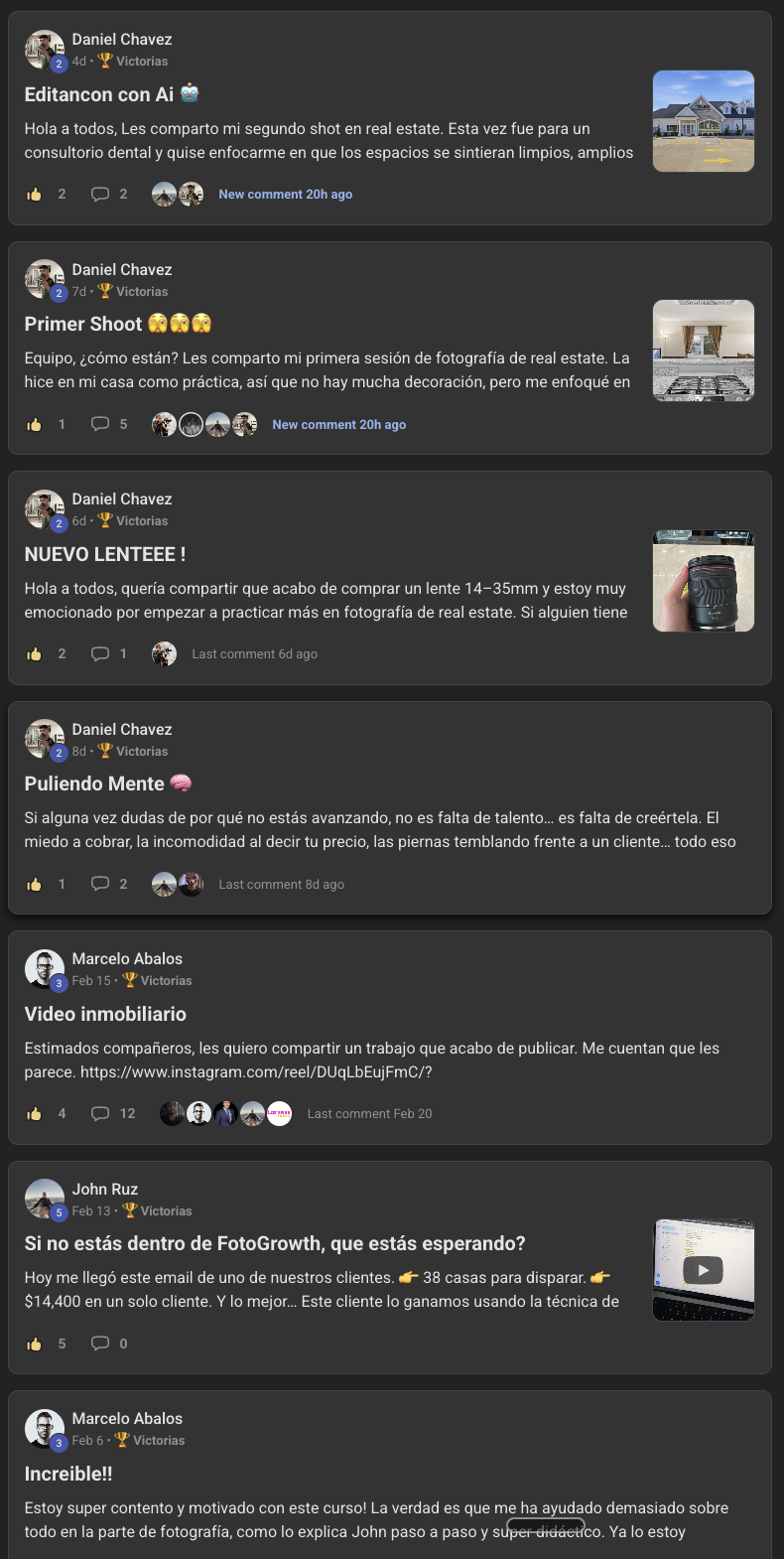 Canal de victorias de la comunidad
